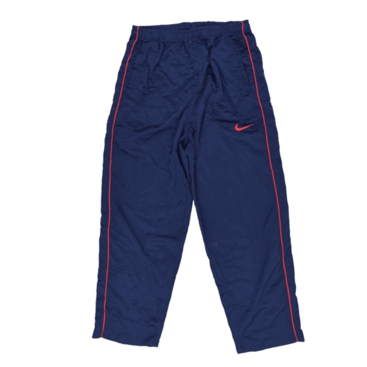 Nike Vintage Navy Blue Track Pants Large Polyester with Red Piping