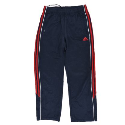 adidas Navy Blue Track Pants Large Polyester Mens 78cm Inseam 42cm Waist Used Very Good