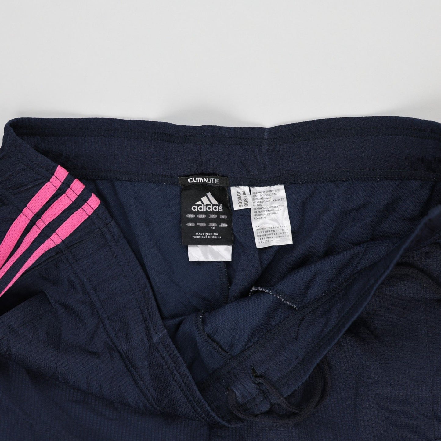 Adidas Climalite Navy Pink Three Stripes Track Trousers Women Size Medium Polyester