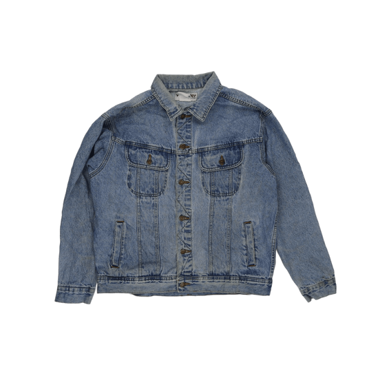 Wrangler Vintage Blue Denim Jacket Unisex Large Cotton 61 cm Pit to Pit 66 cm Collar to Hem 62 cm Sleeve Length