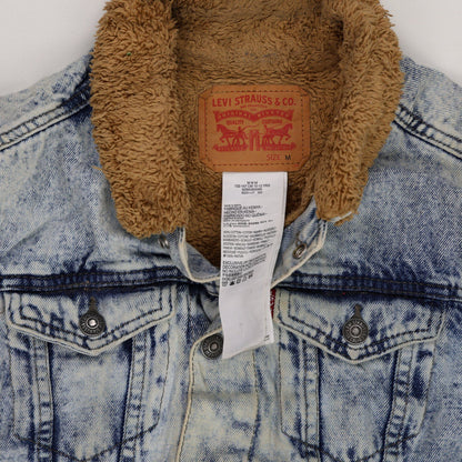 Levi's Sherpa Lined Denim Jacket Acid Wash Blue Medium Cotton Polyester