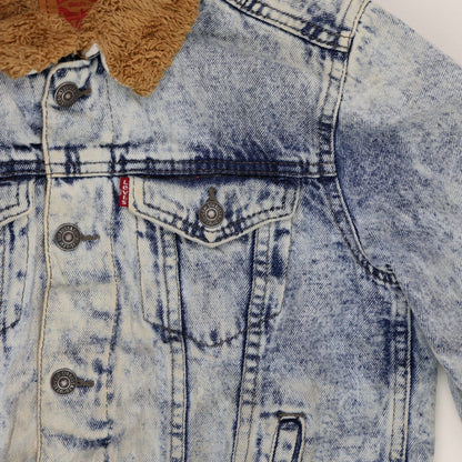 Levi's Sherpa Lined Denim Jacket Acid Wash Blue Medium Cotton Polyester