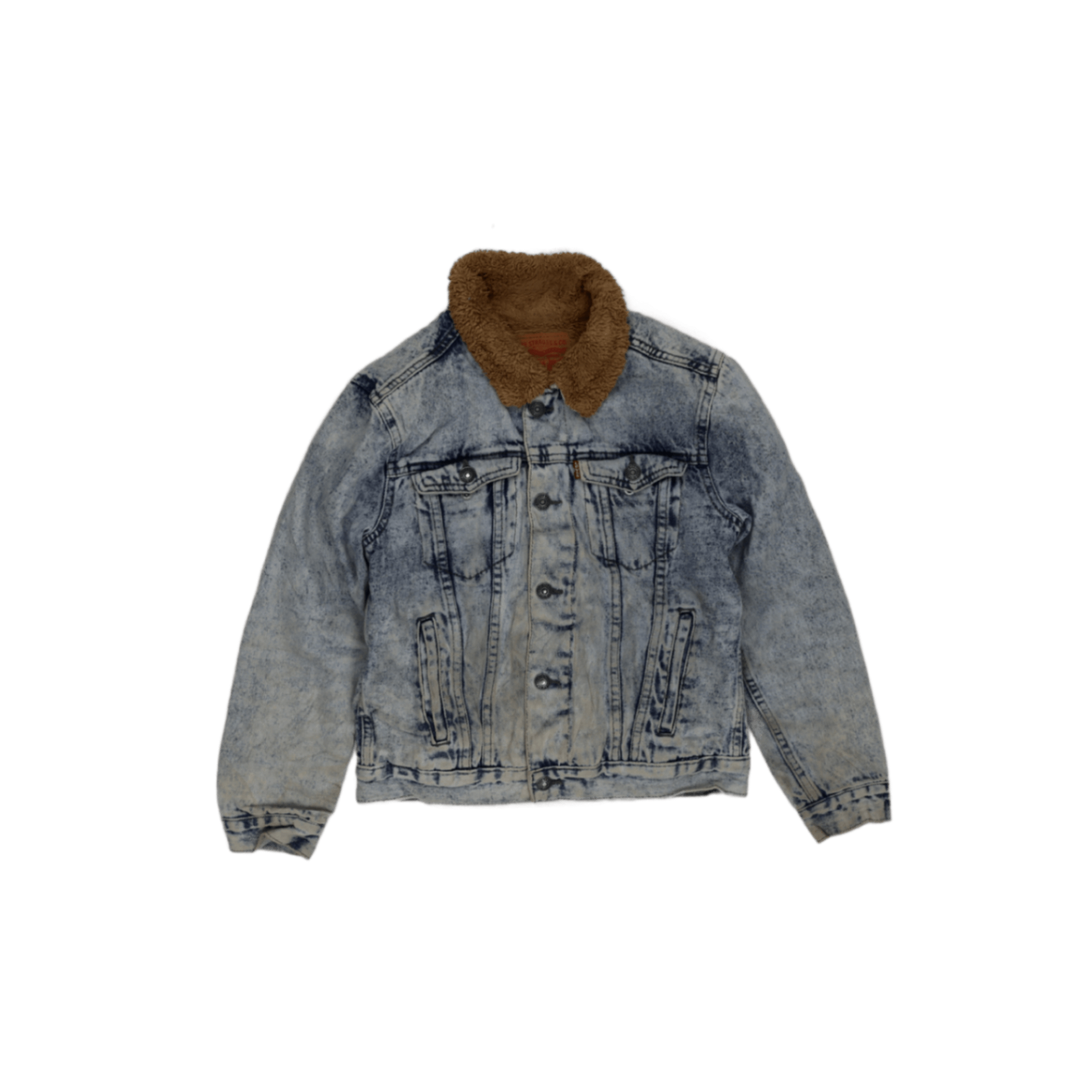 Levi's Sherpa Lined Denim Jacket Acid Wash Blue Medium Cotton Polyester
