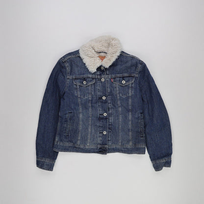 Levi's Sherpa Lined Denim Trucker Jacket Blue Medium Vintage Faux Fur