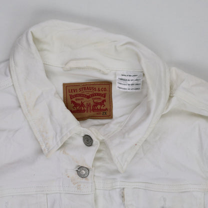 Levi Strauss & Co. White Denim Jacket 2XL Cotton Collared for Men