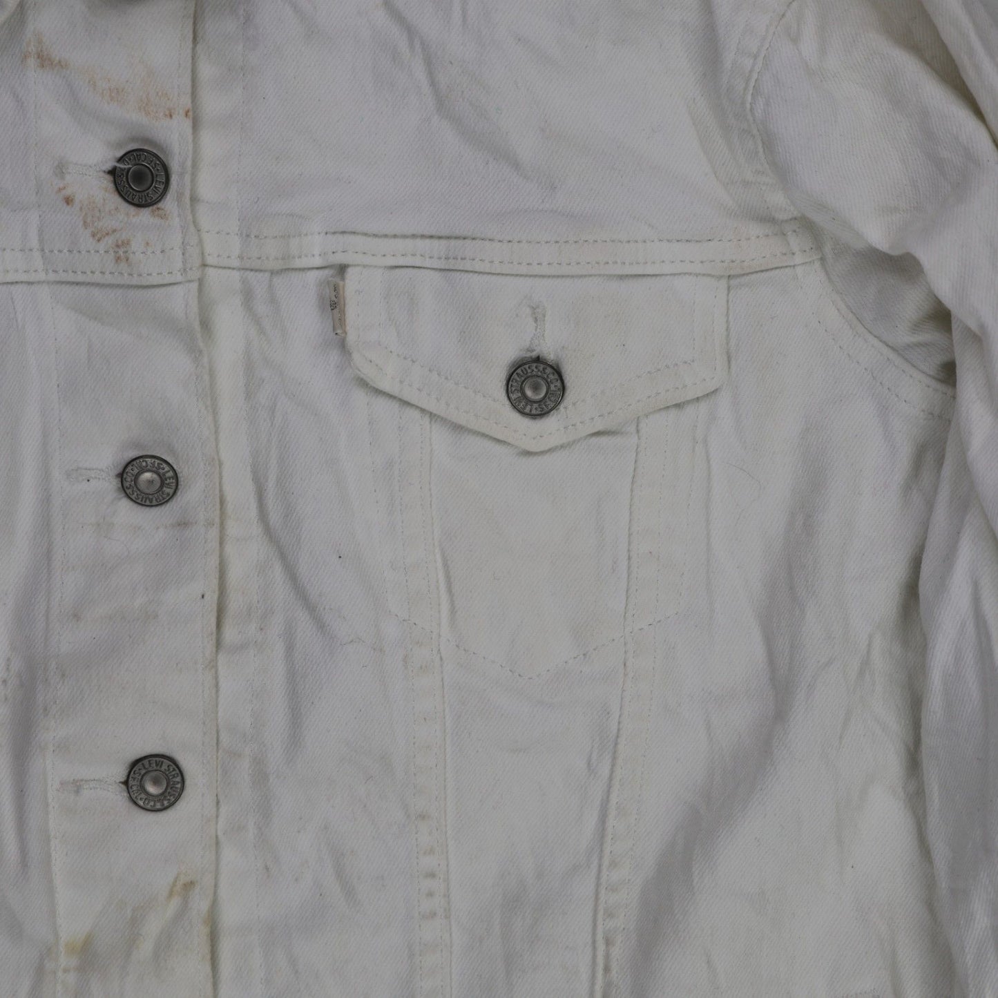 Levi Strauss & Co. White Denim Jacket 2XL Cotton Collared for Men