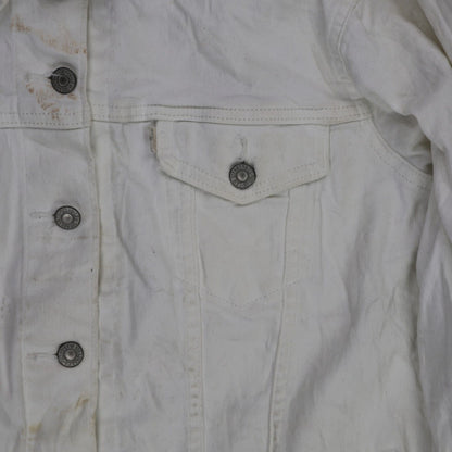 Levi Strauss & Co. White Denim Jacket 2XL Cotton Collared for Men