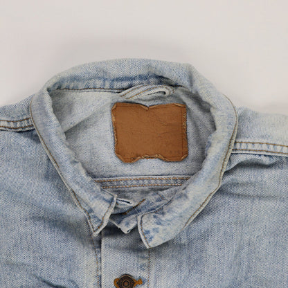 Vintage Light Blue Denim Jacket Unisex Large Cotton