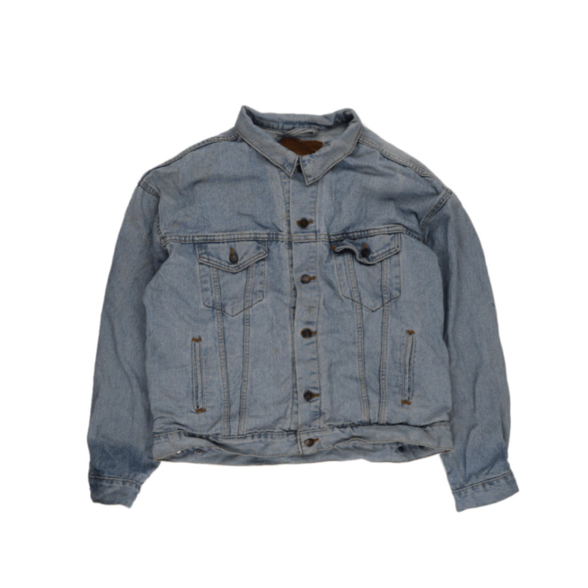 Vintage Light Blue Denim Jacket Unisex Large Cotton