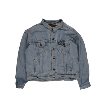 Vintage Light Blue Denim Jacket Unisex Large Cotton