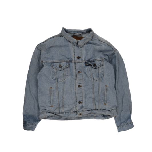 Vintage Light Blue Denim Jacket Unisex Large Cotton