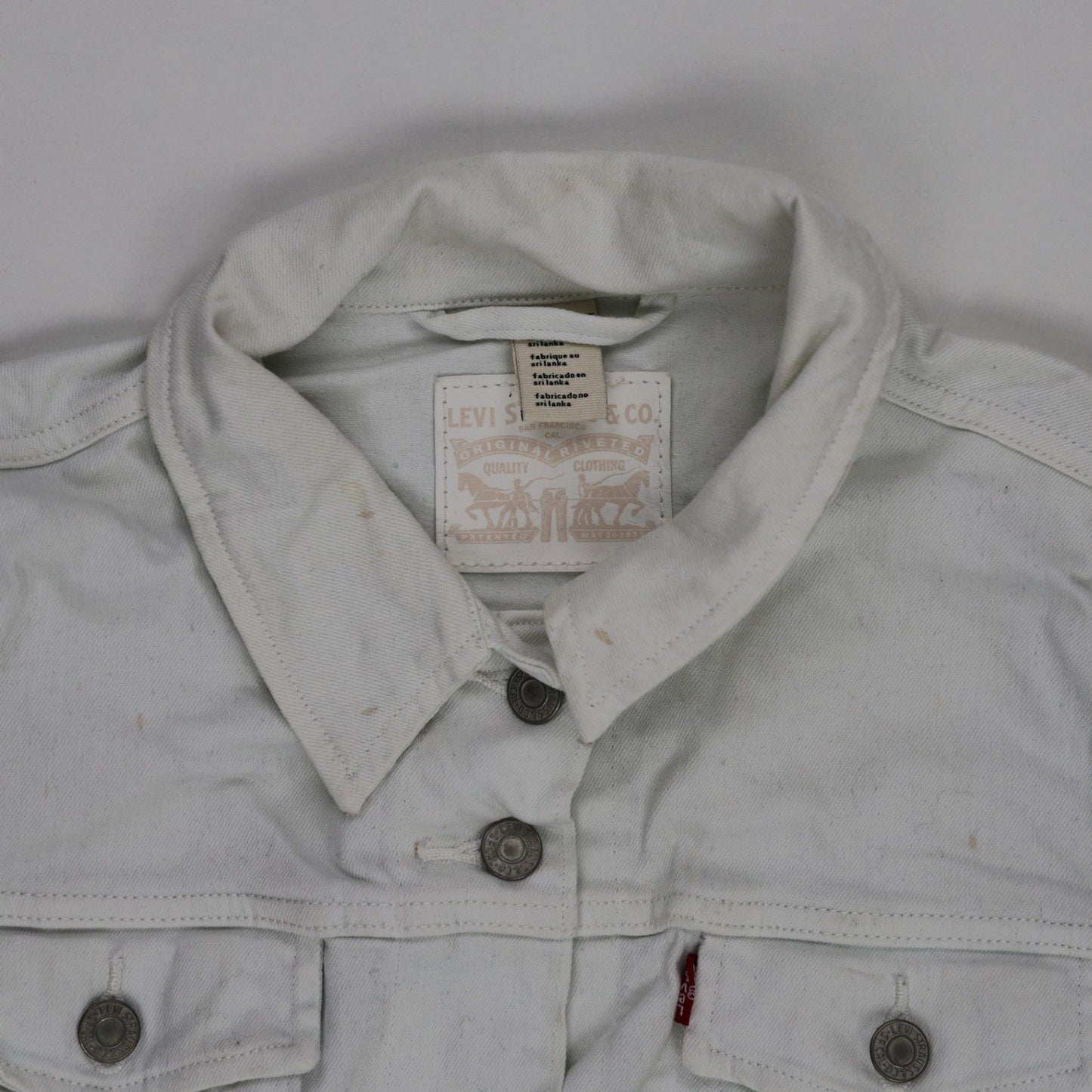 Levi's White Denim Trucker Jacket Medium Cotton