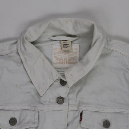 Levi's White Denim Trucker Jacket Medium Cotton