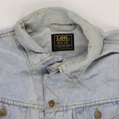 Lee Vintage Light Blue Denim Jacket XXL 100 Percent Cotton Collared 90s Style
