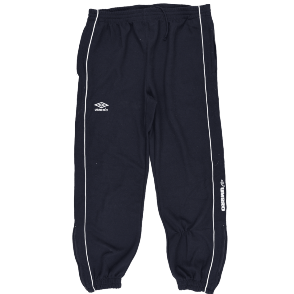 Umbro Navy Blue Track Bottoms Mens Medium Polyester Vintage 76 Inseam 36 Waist