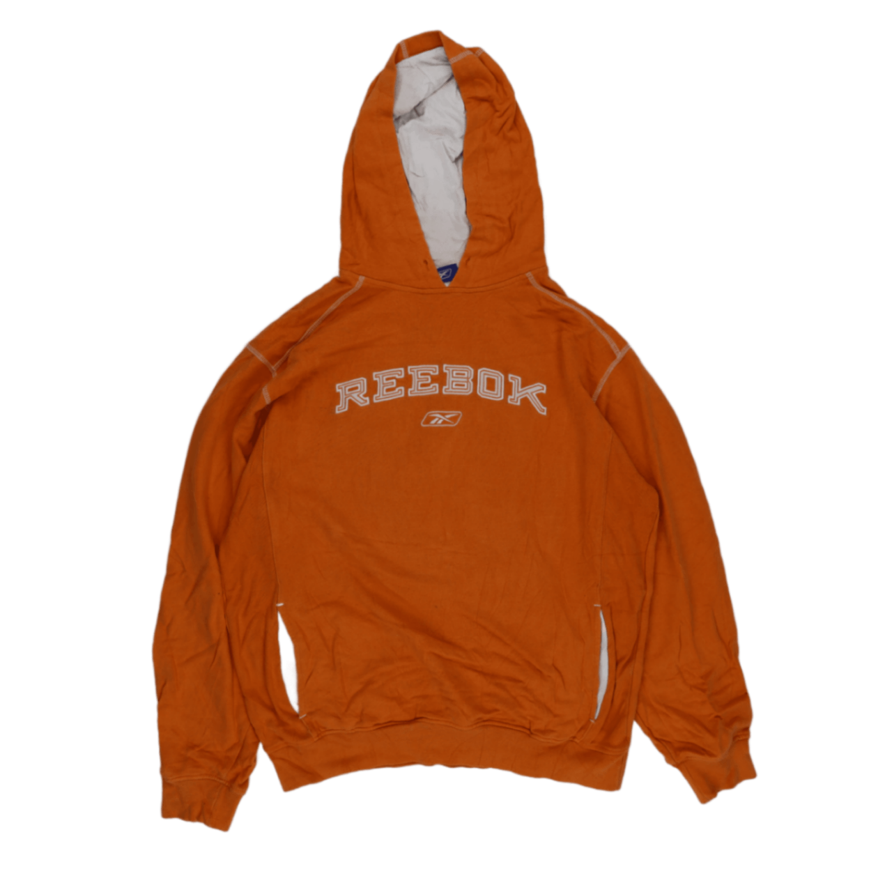 Reebok Vintage Orange Pullover Hoodie Unisex Large Cotton Blend 90s Retro