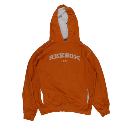 Reebok Vintage Orange Pullover Hoodie Unisex Large Cotton Blend 90s Retro