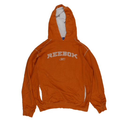 Reebok Vintage Orange Pullover Hoodie Unisex Large Cotton Blend 90s Retro