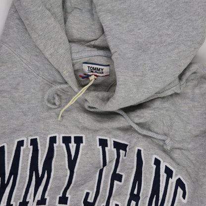 Tommy Jeans Grey Pullover Hoodie for Men Size Medium Cotton Blend