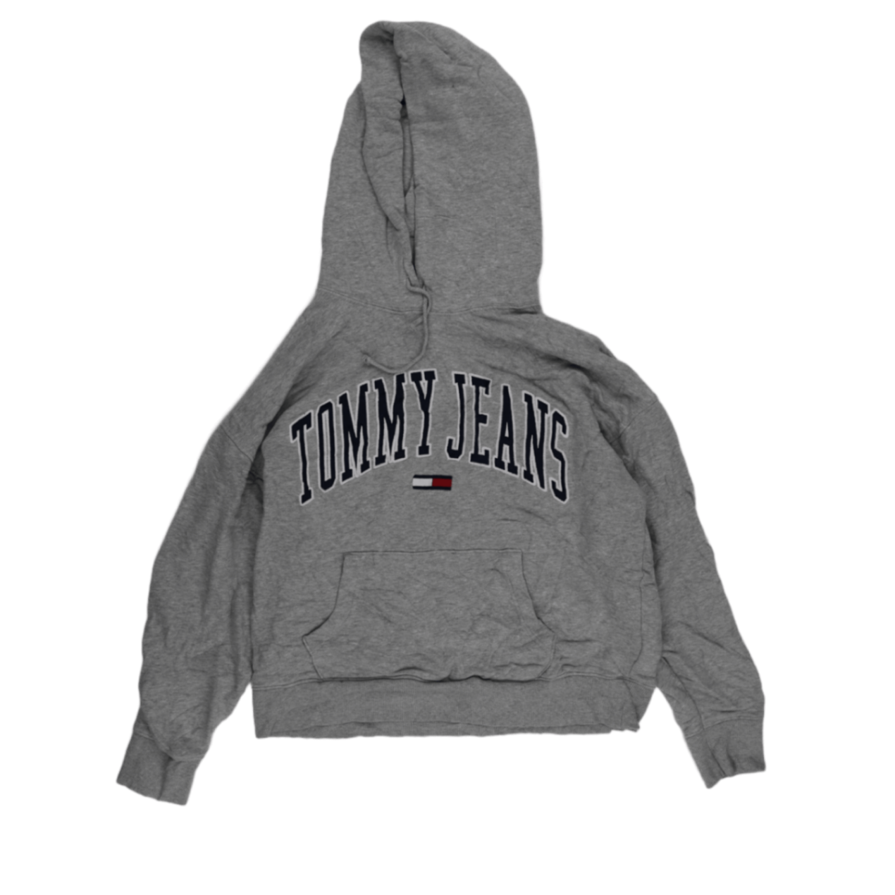Tommy Jeans Grey Pullover Hoodie for Men Size Medium Cotton Blend
