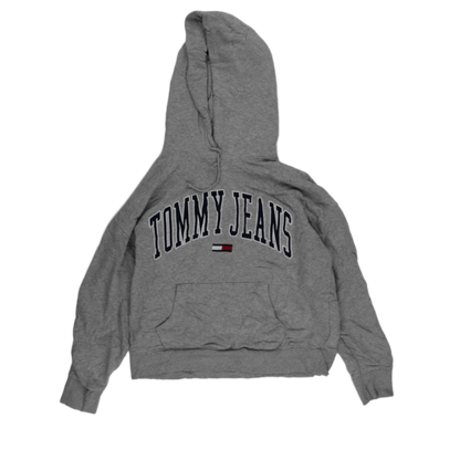 Tommy Jeans Grey Pullover Hoodie for Men Size Medium Cotton Blend