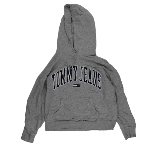 Tommy Jeans Grey Pullover Hoodie for Men Size Medium Cotton Blend