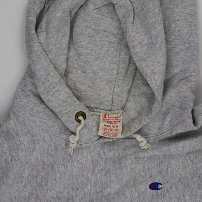 Champion Vintage Reverse Weave Grey Pullover Hoodie Medium Cotton Blend