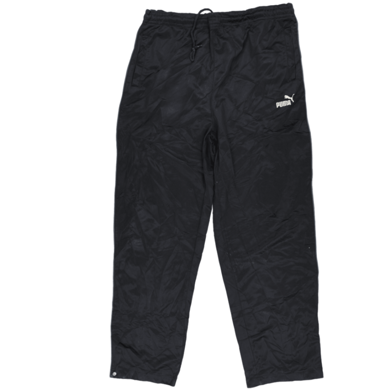 PUMA Black Nylon Track Pants Large Vintage Men's Trousers 77 Inseam