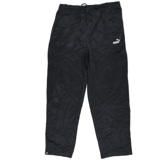 PUMA Black Nylon Track Pants Large Vintage Men's Trousers 77 Inseam