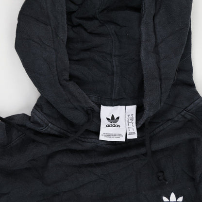 adidas Black Trefoil Logo 3-Stripes Hoodie Men's Small Cotton Blend
