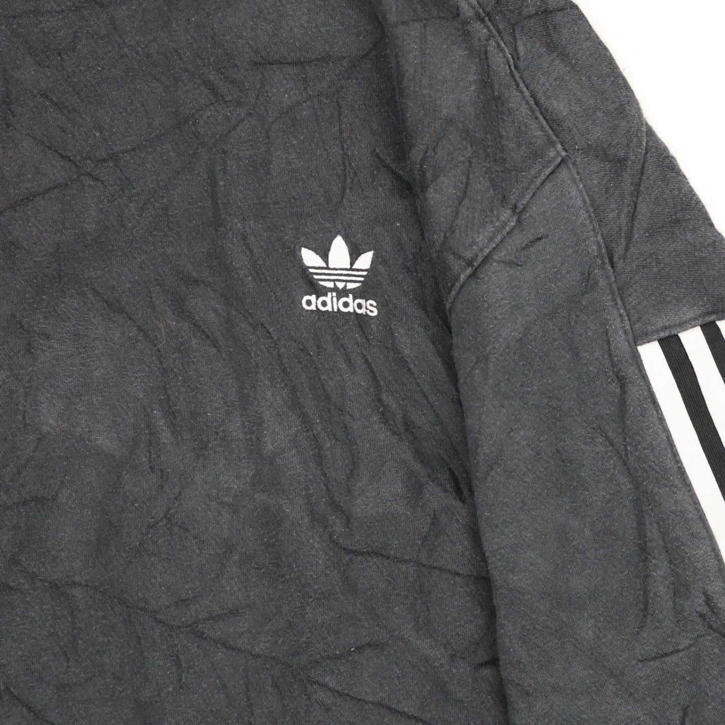 adidas Black Trefoil Logo 3-Stripes Hoodie Men's Small Cotton Blend