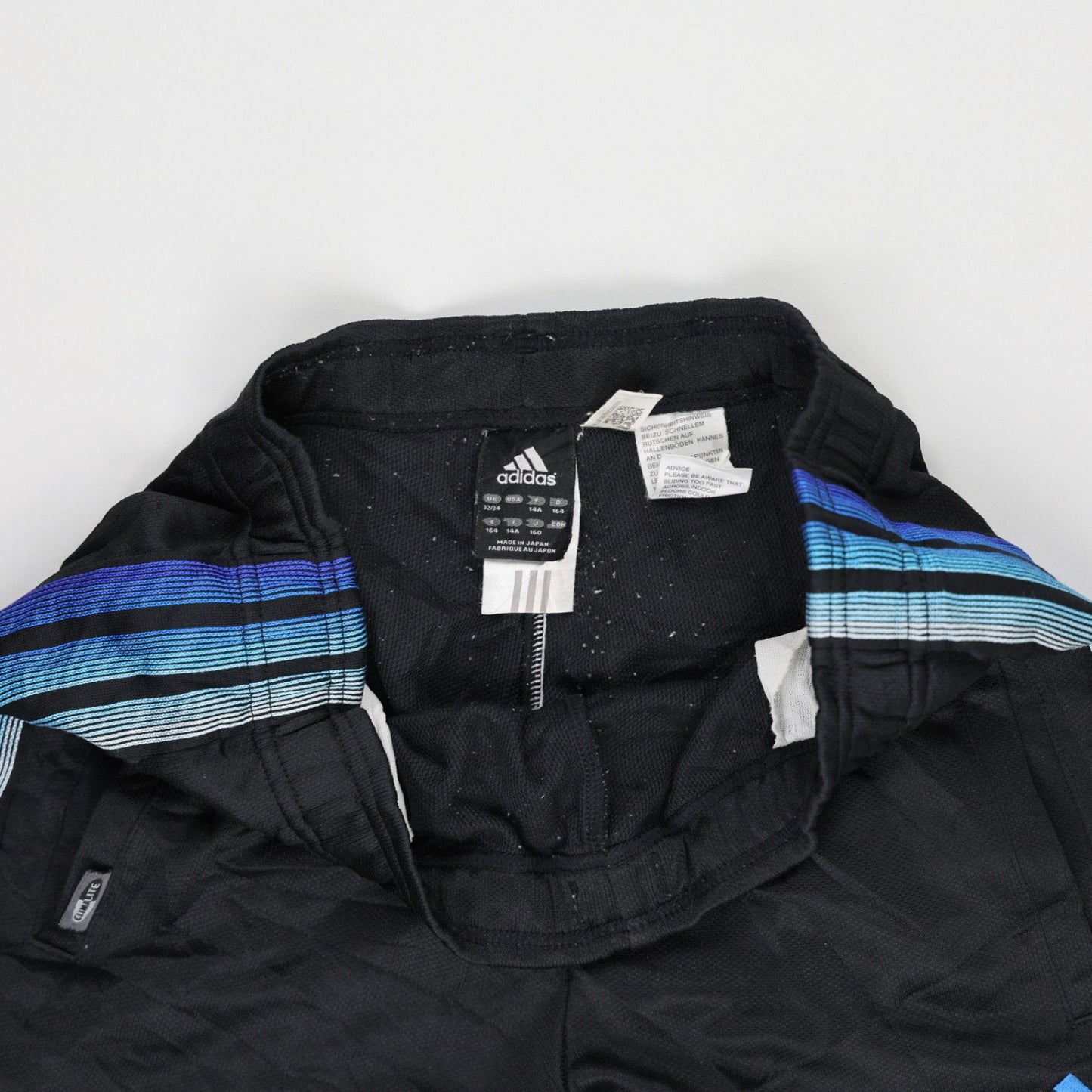 Adidas Black Track Pants Large Polyester with Blue Stripes