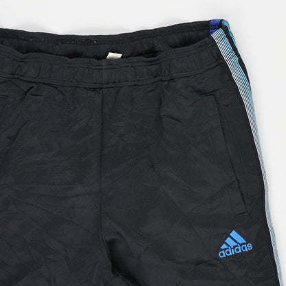 Adidas Black Track Pants Large Polyester with Blue Stripes