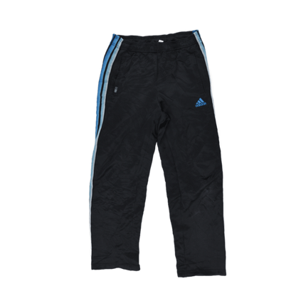 Adidas Black Track Pants Large Polyester with Blue Stripes