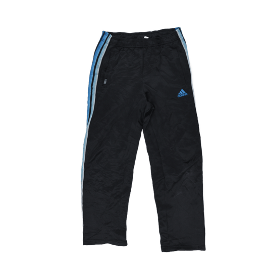 Adidas Black Track Pants Large Polyester with Blue Stripes