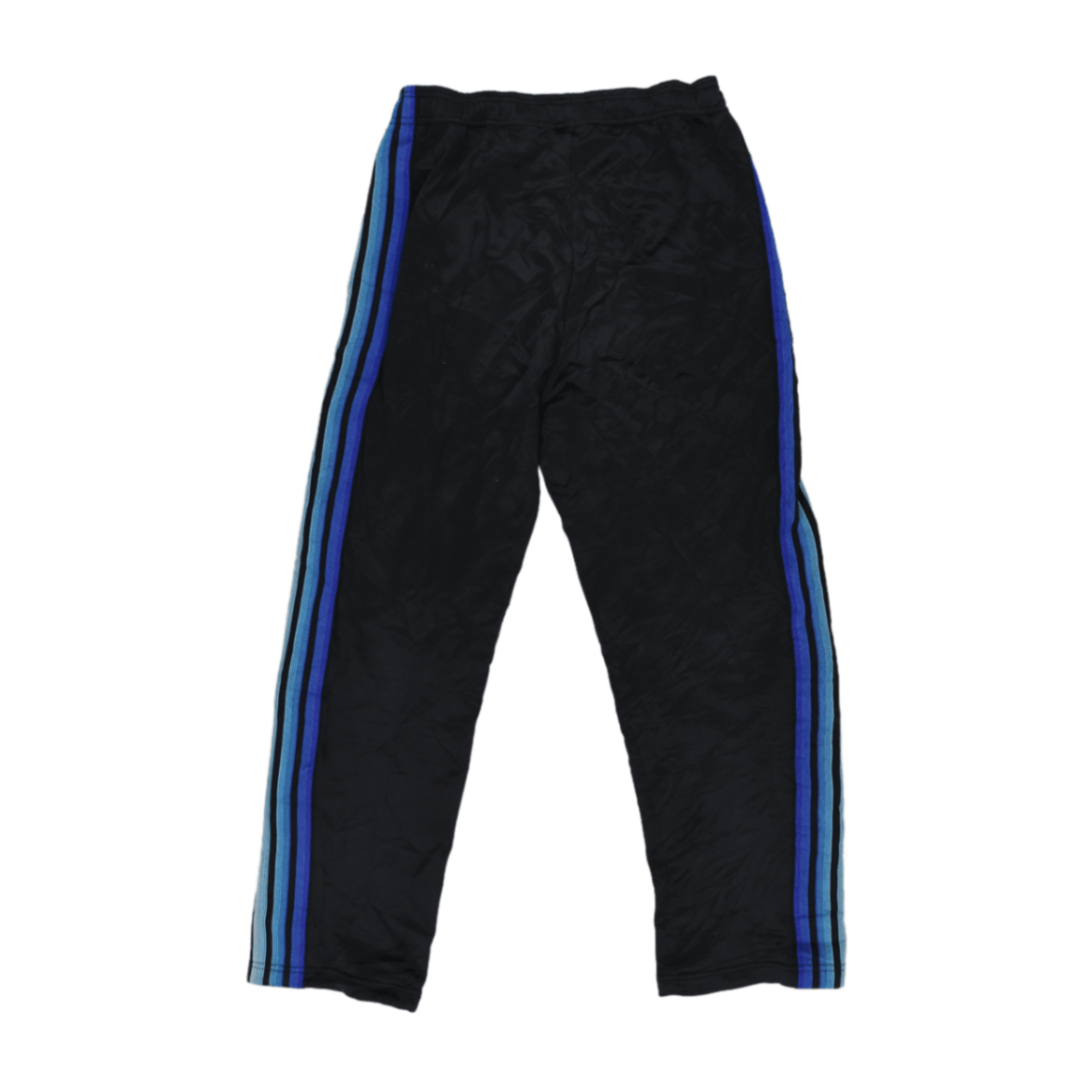 Adidas Black Track Pants Large Polyester with Blue Stripes