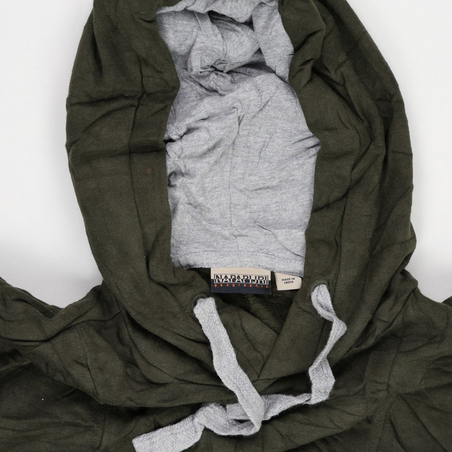 Napapijri Olive Green Pullover Hoodie Men Large Cotton Blend Hooded