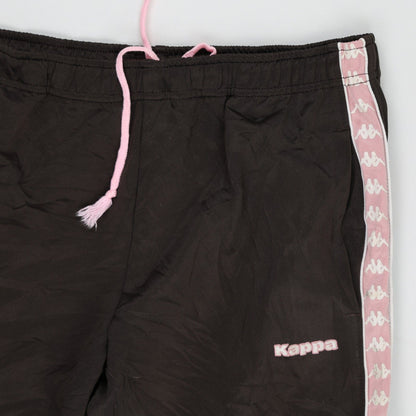 Kappa Black Track Trousers with Pink Accents Women's Medium Polyester Blend Vintage