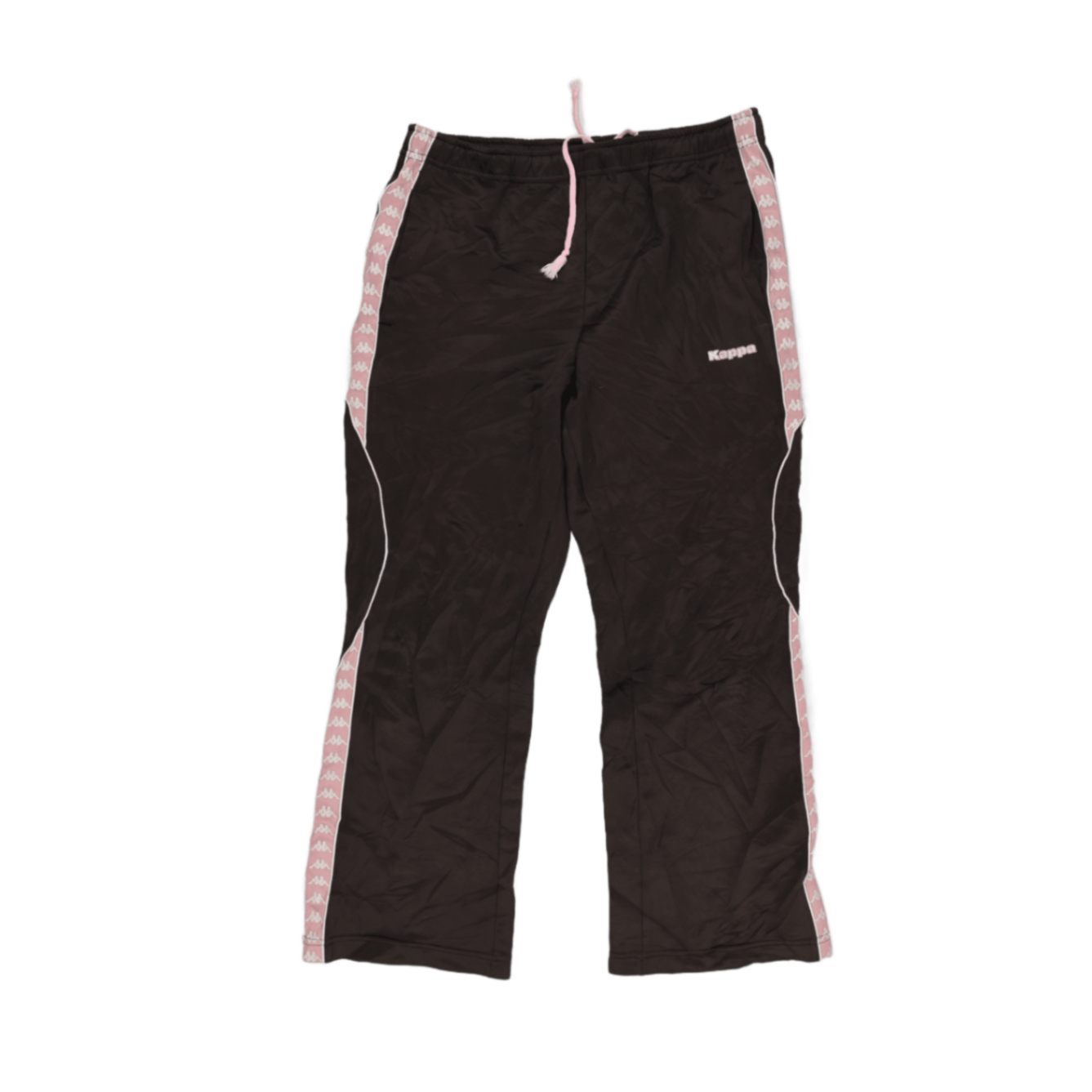 Kappa Black Track Trousers with Pink Accents Women's Medium Polyester Blend Vintage