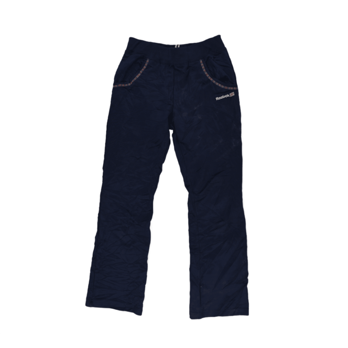 Reebok Vintage Navy Track Trousers Medium Polyester with Rainbow Trim
