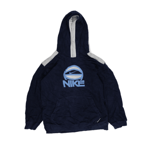 Nike Vintage Navy Blue Basketball Pullover Hoodie Medium Cotton Blend Unisex