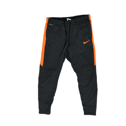 Nike Dri-Fit Black Track Pants for Men Large 100 Percent Polyester with Orange Stripes