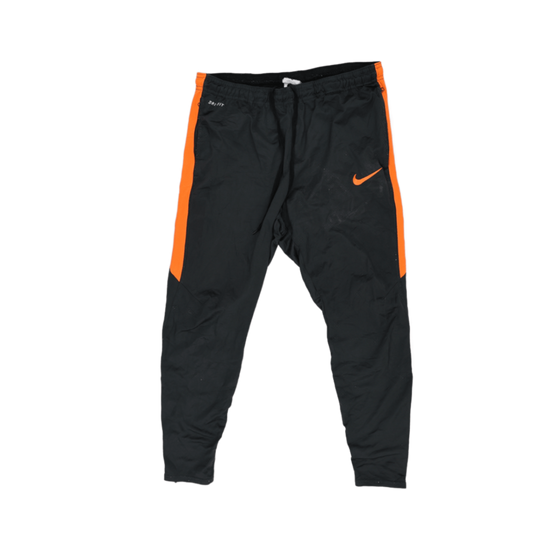 Nike Dri-Fit Black Track Pants for Men Large 100 Percent Polyester with Orange Stripes