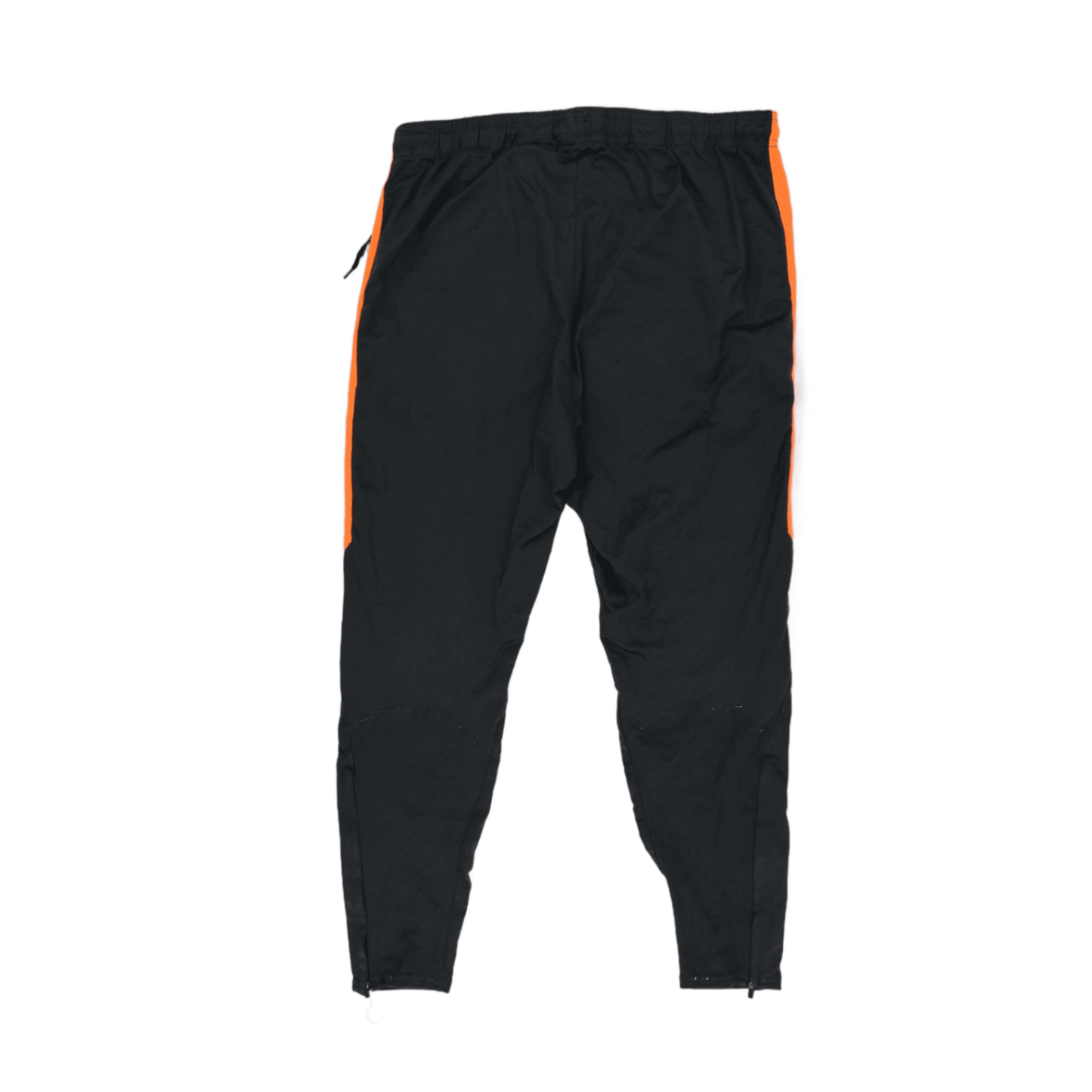 Nike Dri-Fit Black Track Pants for Men Large 100 Percent Polyester with Orange Stripes