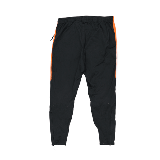 Nike Dri-Fit Black Track Pants for Men Large 100 Percent Polyester with Orange Stripes