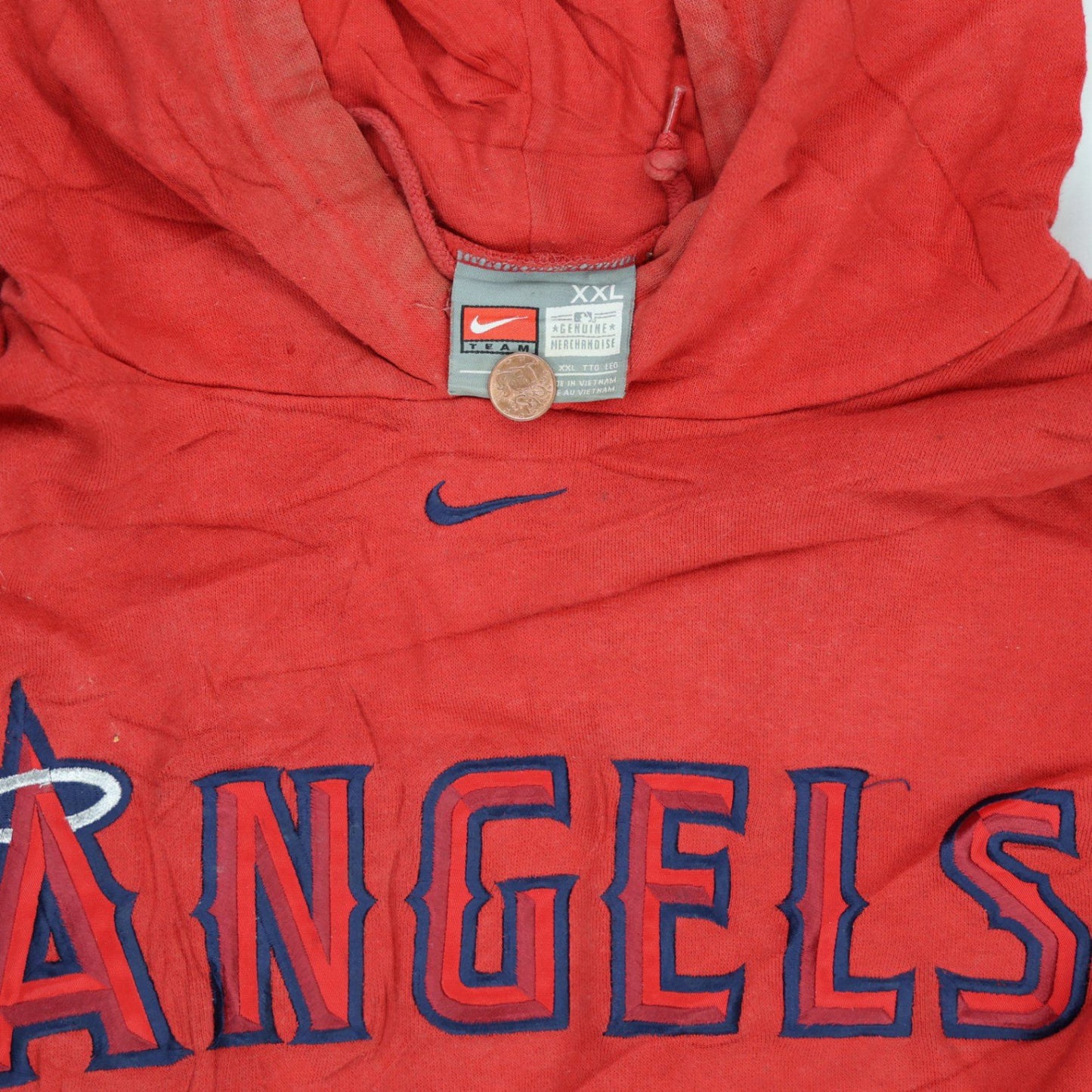 Nike Vintage Angels Red Pullover Hoodie XXL Cotton Blend Hooded