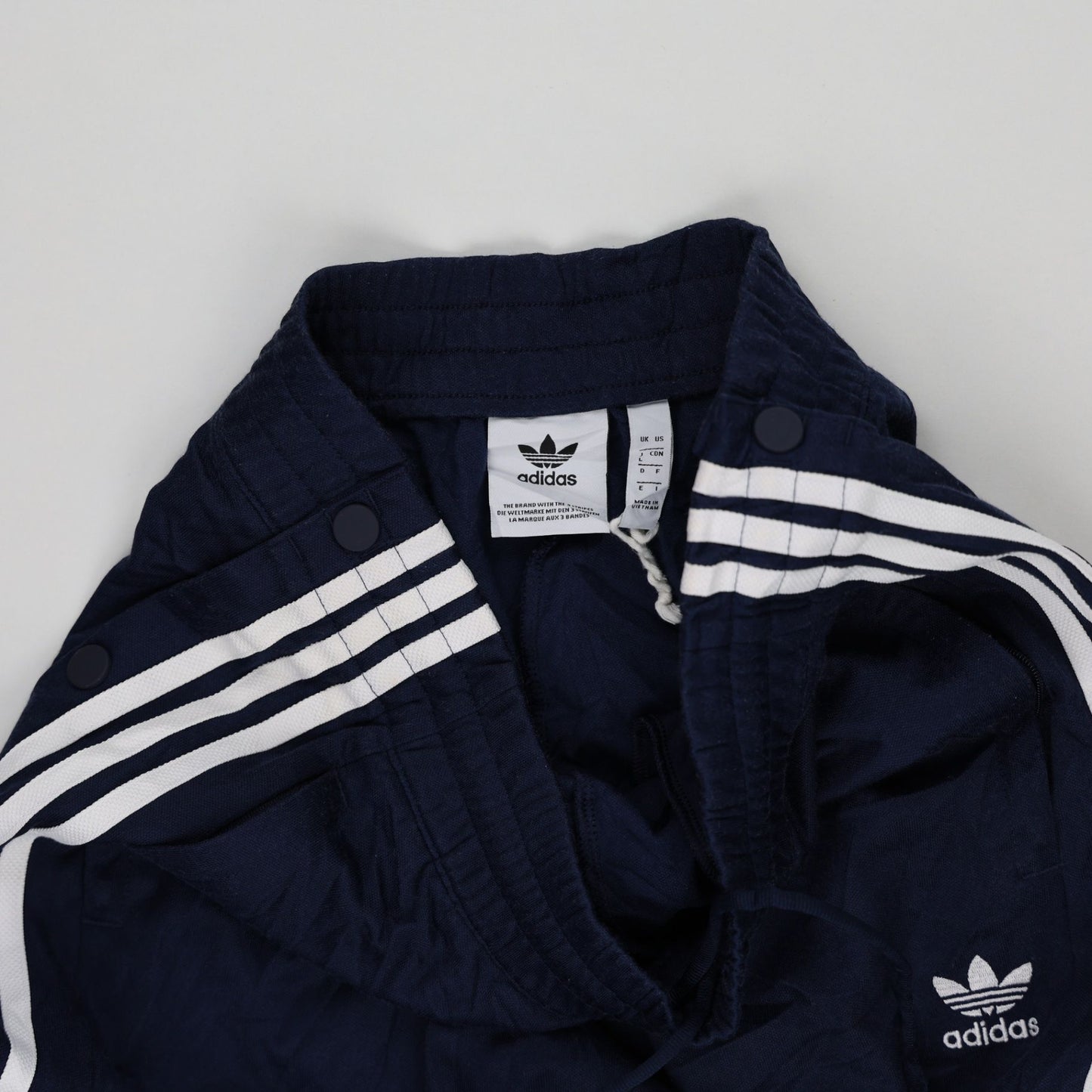 adidas Navy Blue Track Pants Large Polyester for Men 77 cm Inseam 88-94 cm Waist
