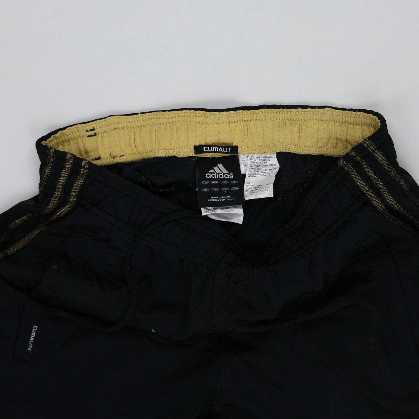 adidas Climalite Black Gold Stripe Track Pants Men Size L 78 cm Inseam 42 cm Waist Polyester
