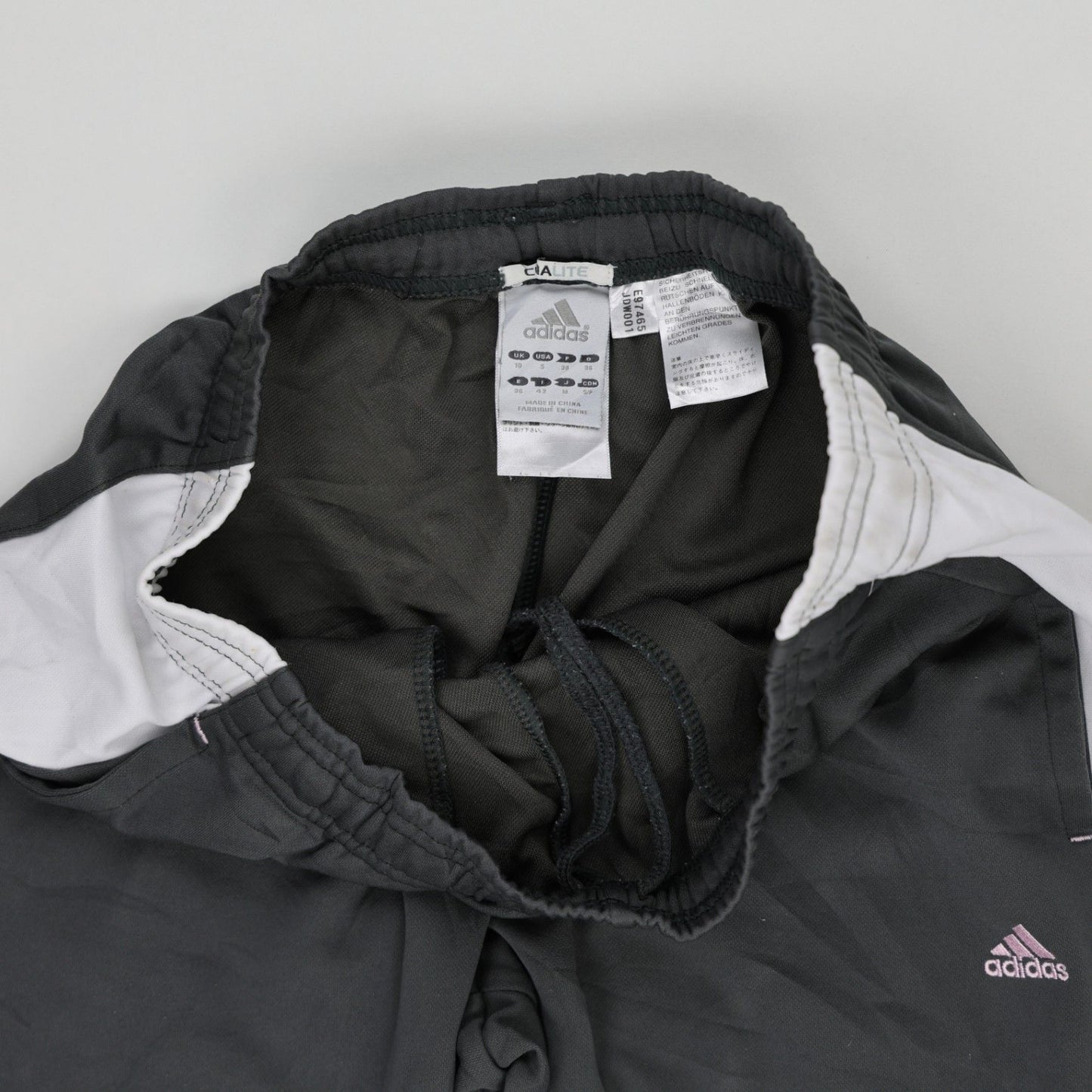 adidas Vintage Women's Track Trousers Charcoal Pink White Size Small Polyester