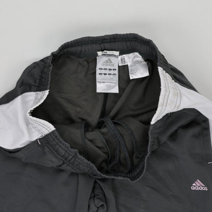 adidas Vintage Women's Track Trousers Charcoal Pink White Size Small Polyester